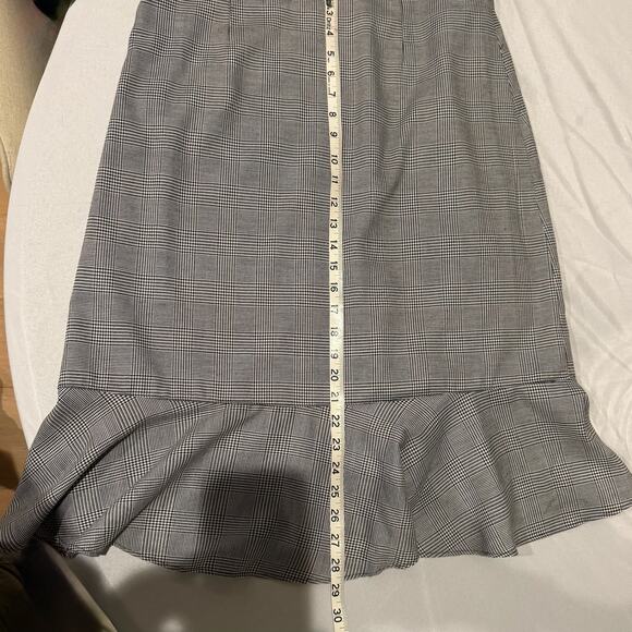 Gracia Skirt Sz L Knee Length Black White Plaid Ruffle Flounce Hem - Picture 13 of 14